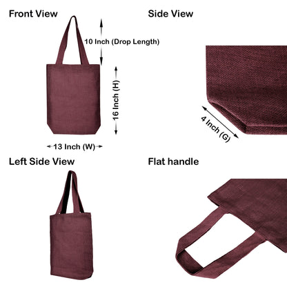 Wholesale Jute Bags for Corporate Events – Red, Pink, Green & Orange – Reusable Burlap Totes for Events & Weddings (Set of 4)