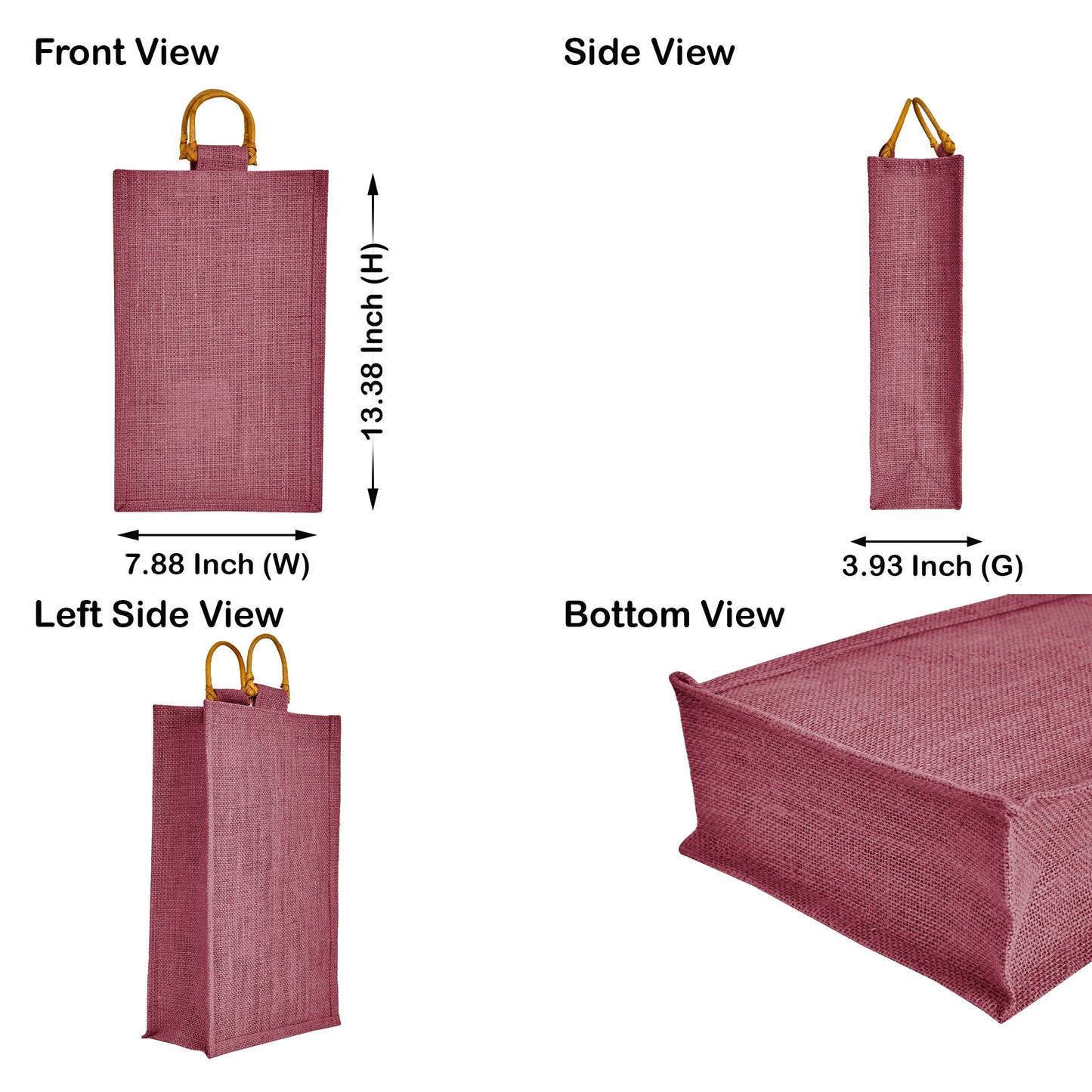 Coloured Jute Wine Burlap Gift Bags – Reusable 2-Bottle Wholesale Tote Bags, Gifting, Weddings, Parties & Holidays (Packs of 6)