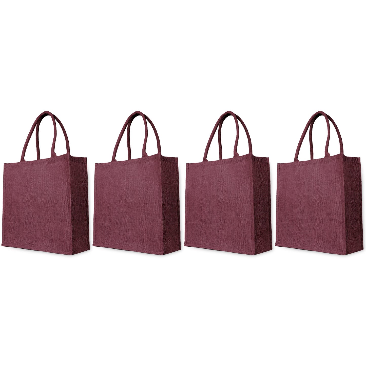 Jute Shopping Tote Bags for Wholesale – Thanksgiving, Christmas, Weddings & Travel – Red, Pink, Green & Orange (Set of 4)