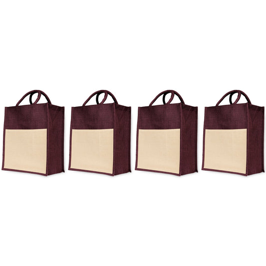 Wholesale Jute Tote Bags – Shopping, Travel, Weddings, Beach, Christmas, New Year & More (Set of 4)
