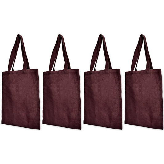 Wholesale Colorful Jute Tote Bags  – Red, Pink, Green & Orange – Reusable for Gifts, Beach, Weddings & Shopping (Set of 4)