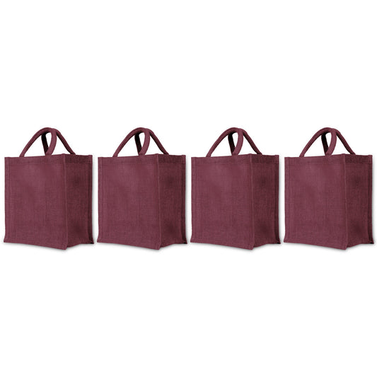 Vibrant Jute Tote Bags – Reusable Wholesale Burlap Totes for Shopping, Travel, Holidays & Weddings (Set of 4)