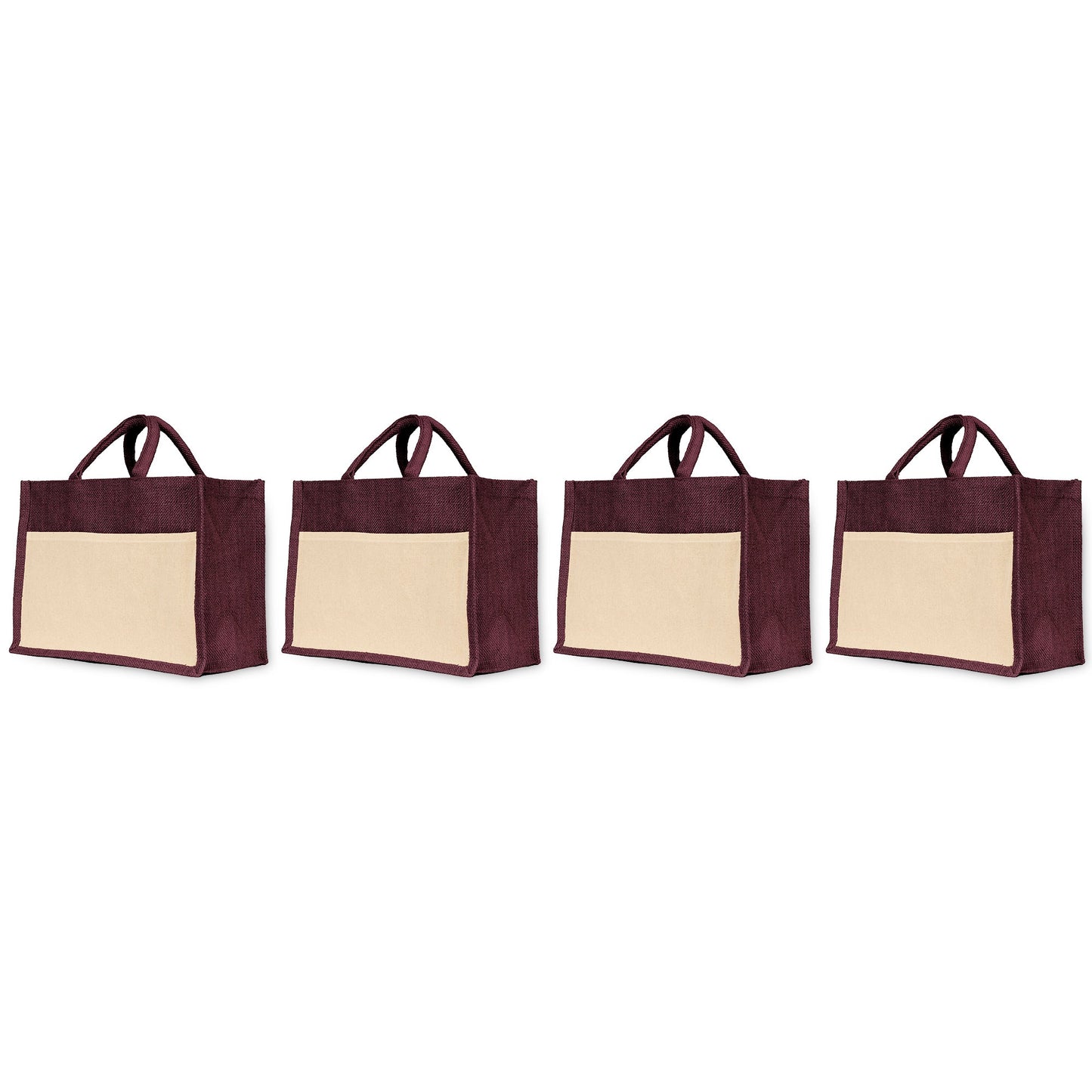 Jute Shopping Bags in Red, Green, Orange & Pink – Wholesale Burlap Totes for Weddings, Holidays & Daily Use (Set of 4)