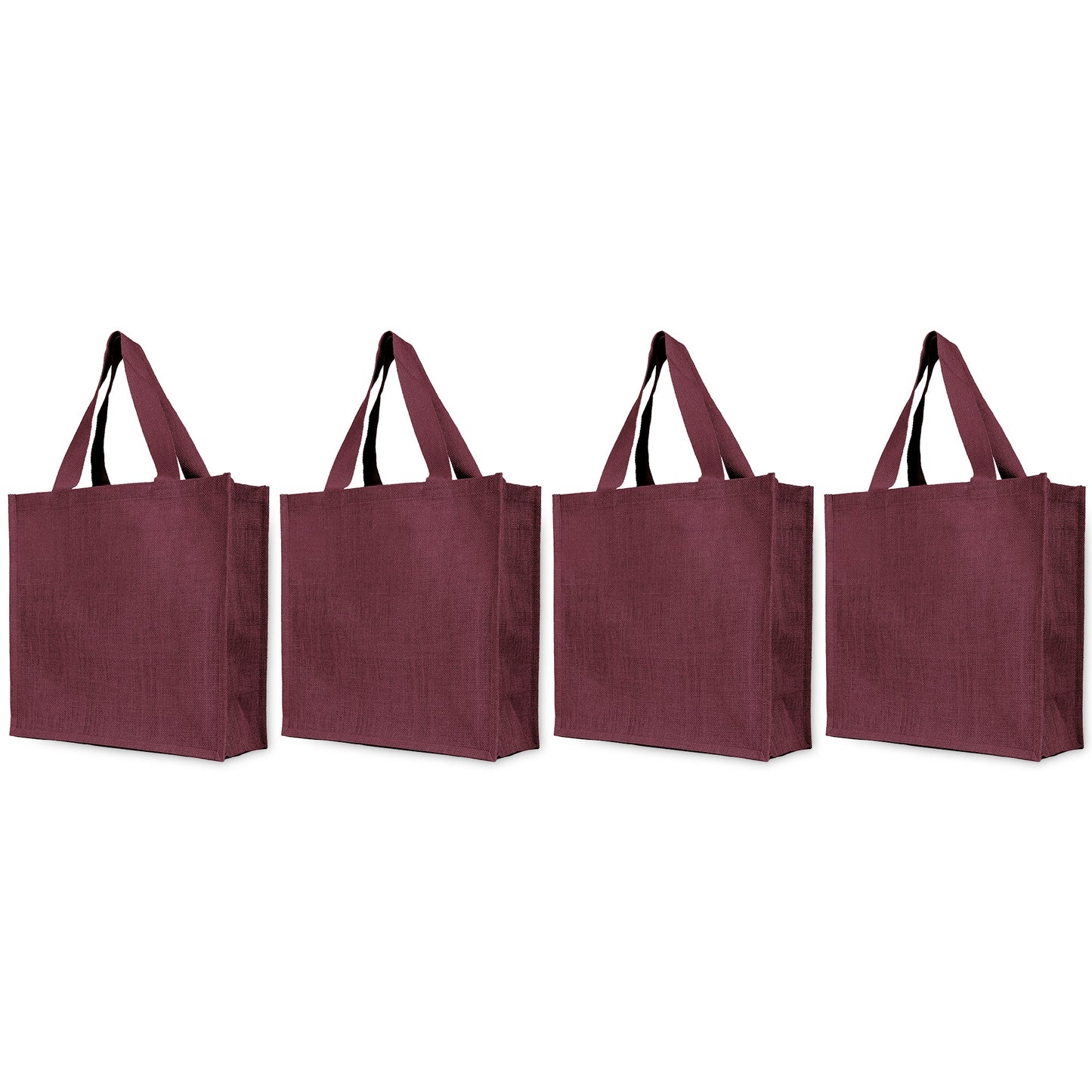 Reusable Natural Jute Bags for Wholesale – Shopping, Gifting, Wedding & Daily Use – Deep Red, Pink, Green & Orange (Set of 4)