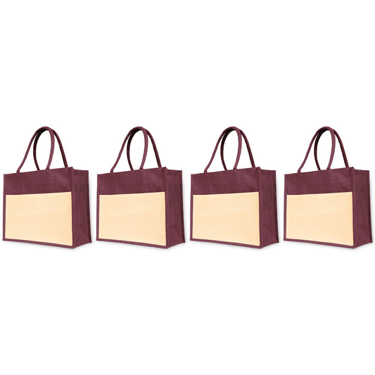 Colorful  Wholesale Jute Tote Bags – Ideal for Everyday Use, Shopping, Holidays & Special Occasions (Pack of 4)