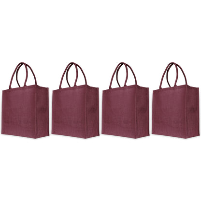 Jute Shopping Bags for Wholesale – Coloured Burlap Totes for Gifting, Promotions & Daily Use (Set of 4)