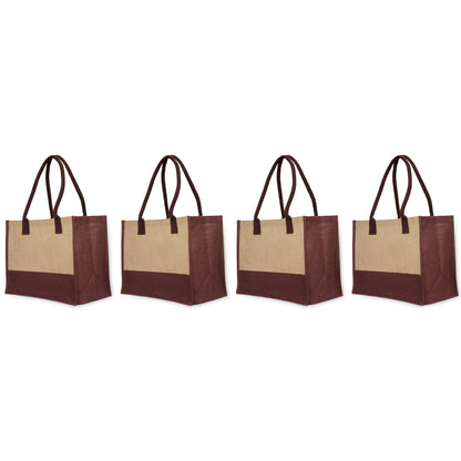 Jute Tote Bags for Wholesale – Red, Pink, Green & Orange – Burlap Bags for Shopping, Gifting & Everyday Use (Set of 4)