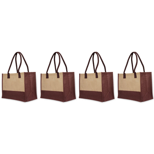 Jute Tote Bags for Wholesale – Red, Pink, Green & Orange – Burlap Bags for Shopping, Gifting & Everyday Use (Set of 4)