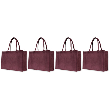 Burlap Jute Tote Bags – Vibrant Red, Pink, Green & Orange, Available for Wholesale, Travel & Weddings (Set of 4)