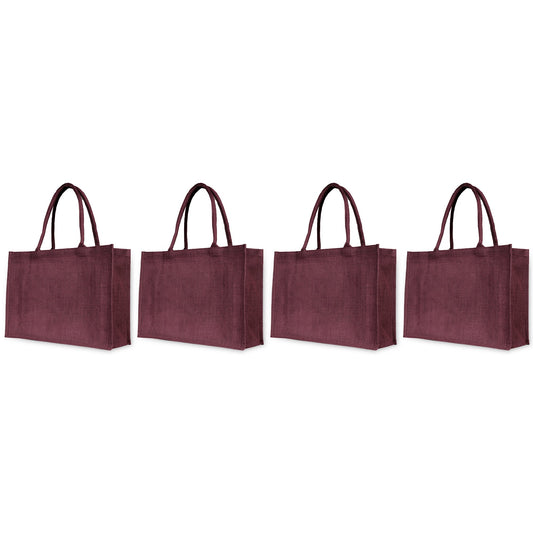 Burlap Jute Tote Bags – Vibrant Red, Pink, Green & Orange, Available for Wholesale, Travel & Weddings (Set of 4)