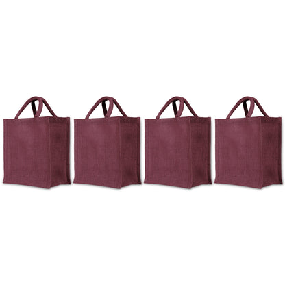 Colorful Jute Tote Bags – Wholesale Reusable Burlap Gift Bags for Shopping & Weddings (Set of 4)