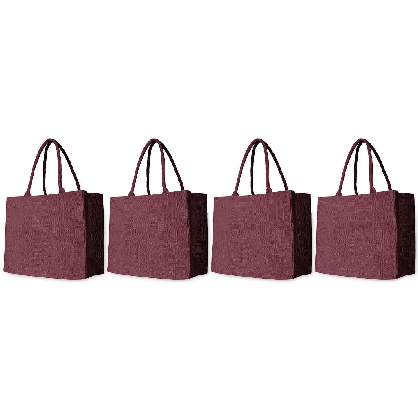 Wholesale Stylish Jute & Burlap Shopping Bags in Red, Pink, Green & Orange – Ideal for Gifting, Weddings & More (Pack of 4)