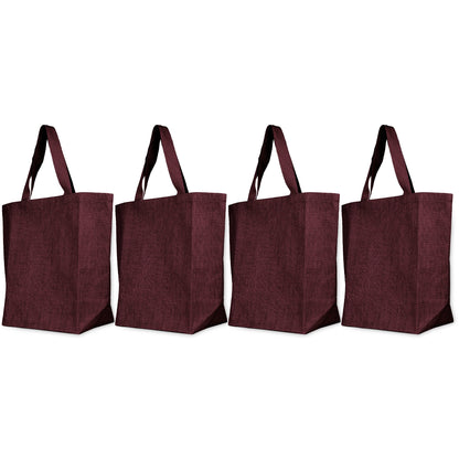 Wholesale Jute Tote Shoulder Bags – Shopping, Weddings, Promotional, Travel & DIY Gift Bags (Packs of 4)