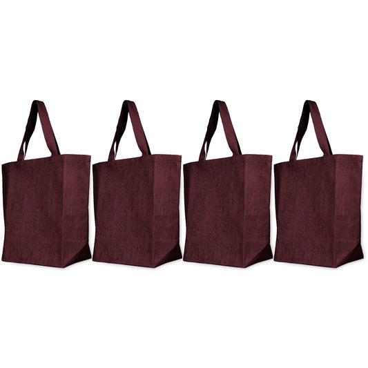 Wholesale Jute Tote Shoulder Bags – Shopping, Weddings, Promotional, Travel & DIY Gift Bags (Packs of 4)