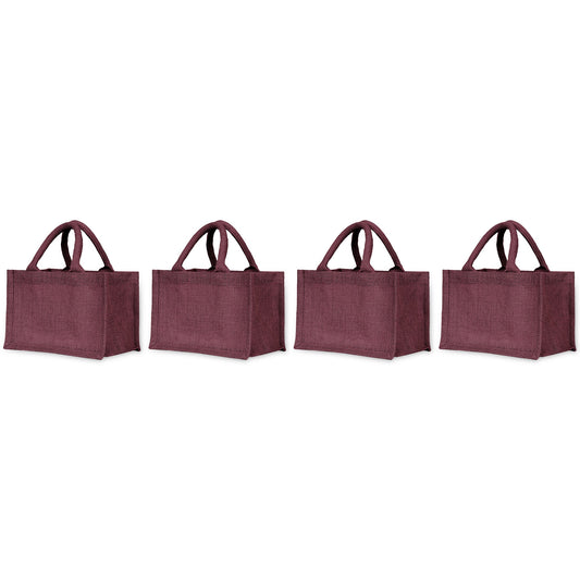 Vibrant Wholesale Jute Shopping Bags in Red, Pink, Green & Orange – Great for Holidays, Travel & Everyday Use (Pack of 4)