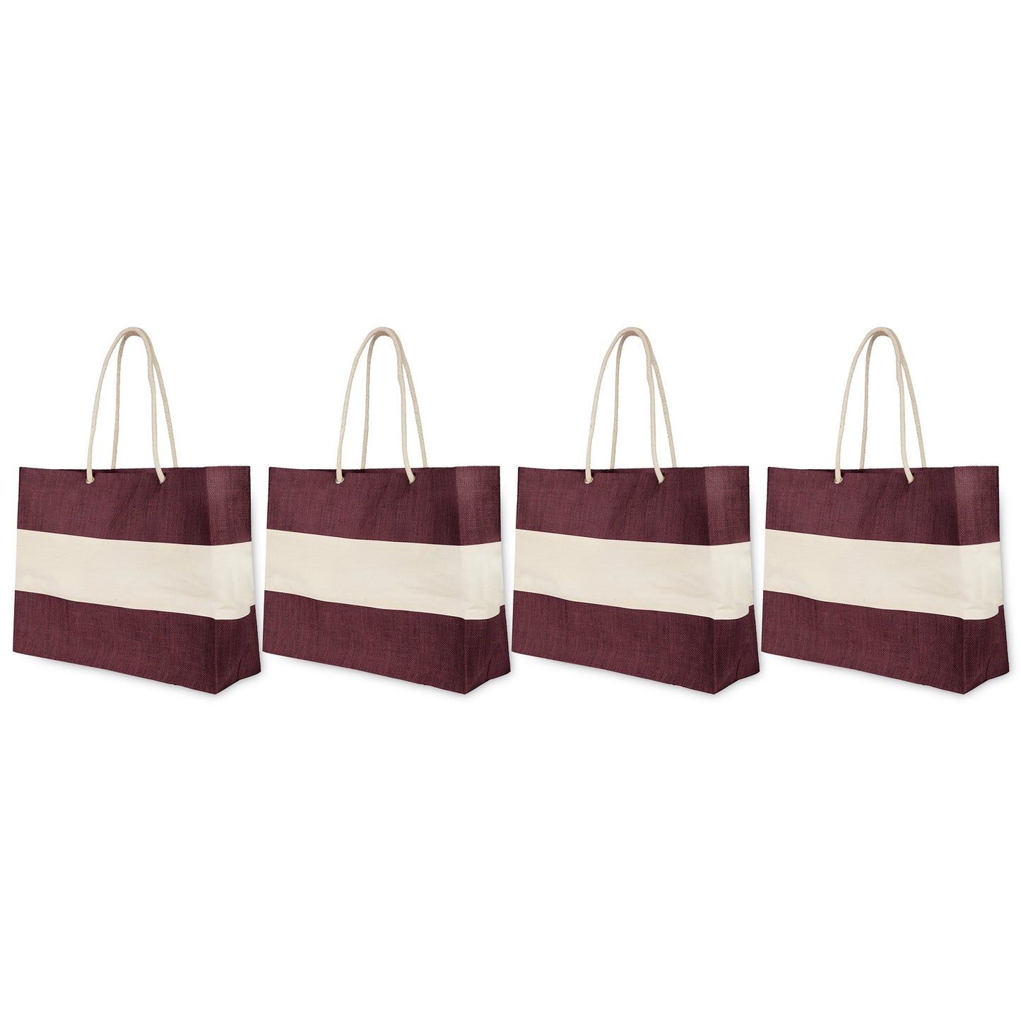 Wholesale Sustainable Coloured Jute Bags with Rope Handles – Reusable for Shopping, Promotional & Gifting (packs of 4)
