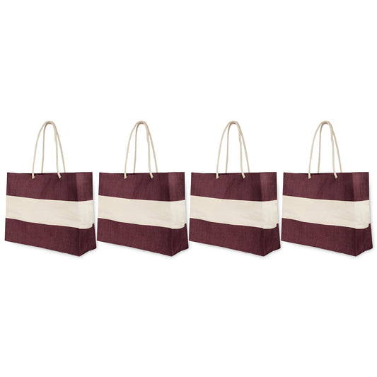 Wholesale Sustainable Coloured Jute Bags with Rope Handles – Reusable for Shopping, Promotional & Gifting (packs of 4)