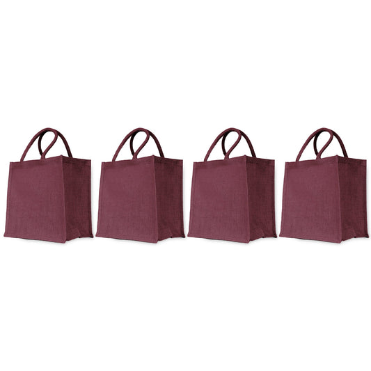 Wholesale Jute Promotional Shopping Bags – Red, Pink, Green & Orange for Gifts, Promotions & More (Packs of 4)
