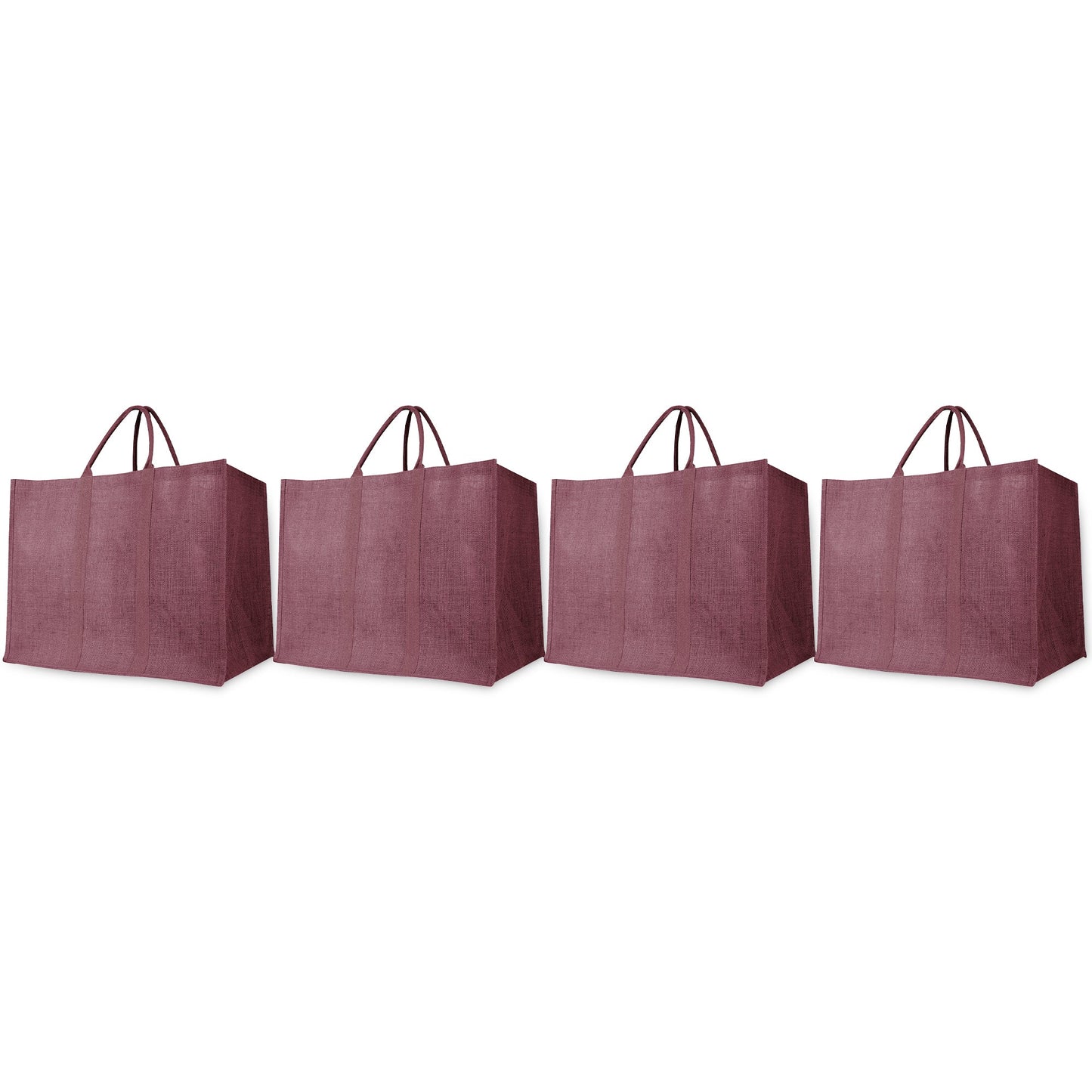Wholesale Environmentally Friendly Jute Shopping Bags – Red, Pink, Green & Orange Burlap Totes (Pack of 4)