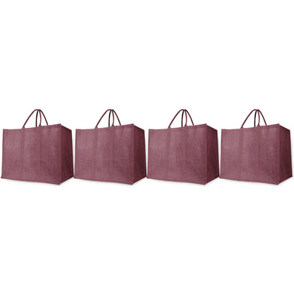 Wholesale Environmentally Friendly Jute Shopping Bags – Red, Pink, Green & Orange Burlap Totes (Pack of 4)