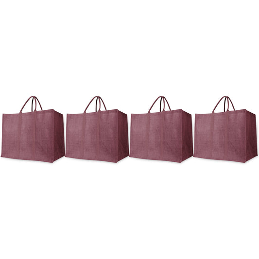 Wholesale Environmentally Friendly Jute Shopping Bags – Red, Pink, Green & Orange Burlap Totes (Pack of 4)