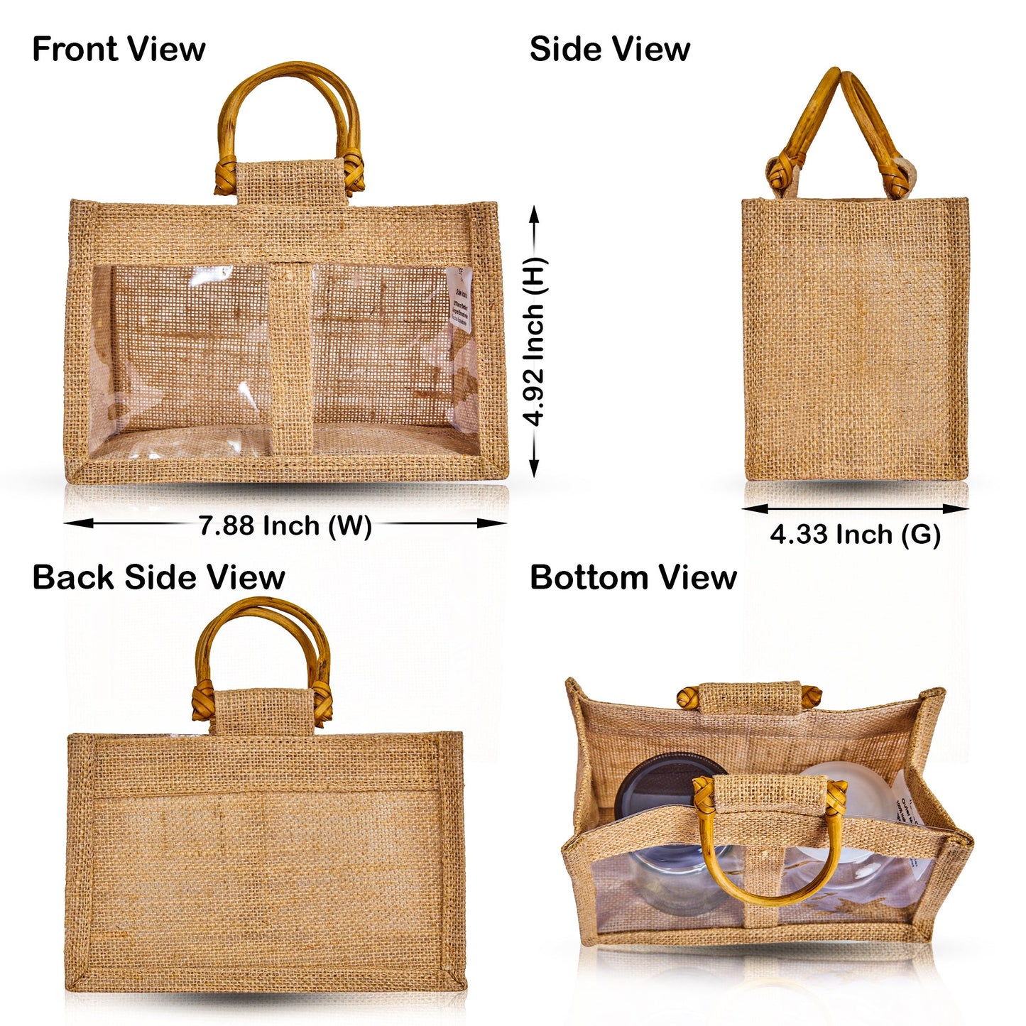 Wholesale Reusable Natural Burlap Jute Gift Bags with PVC for Events (Packs of 12)