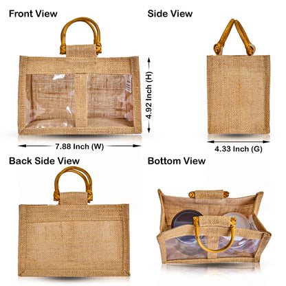 Wholesale Reusable Natural Burlap Jute Gift Bags with PVC for Events (Packs of 12)