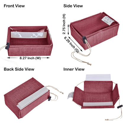 Wholesale Reusable Coloured Burlap Jute Gift Boxes with PVC Window forParty gift (Packs of 7)