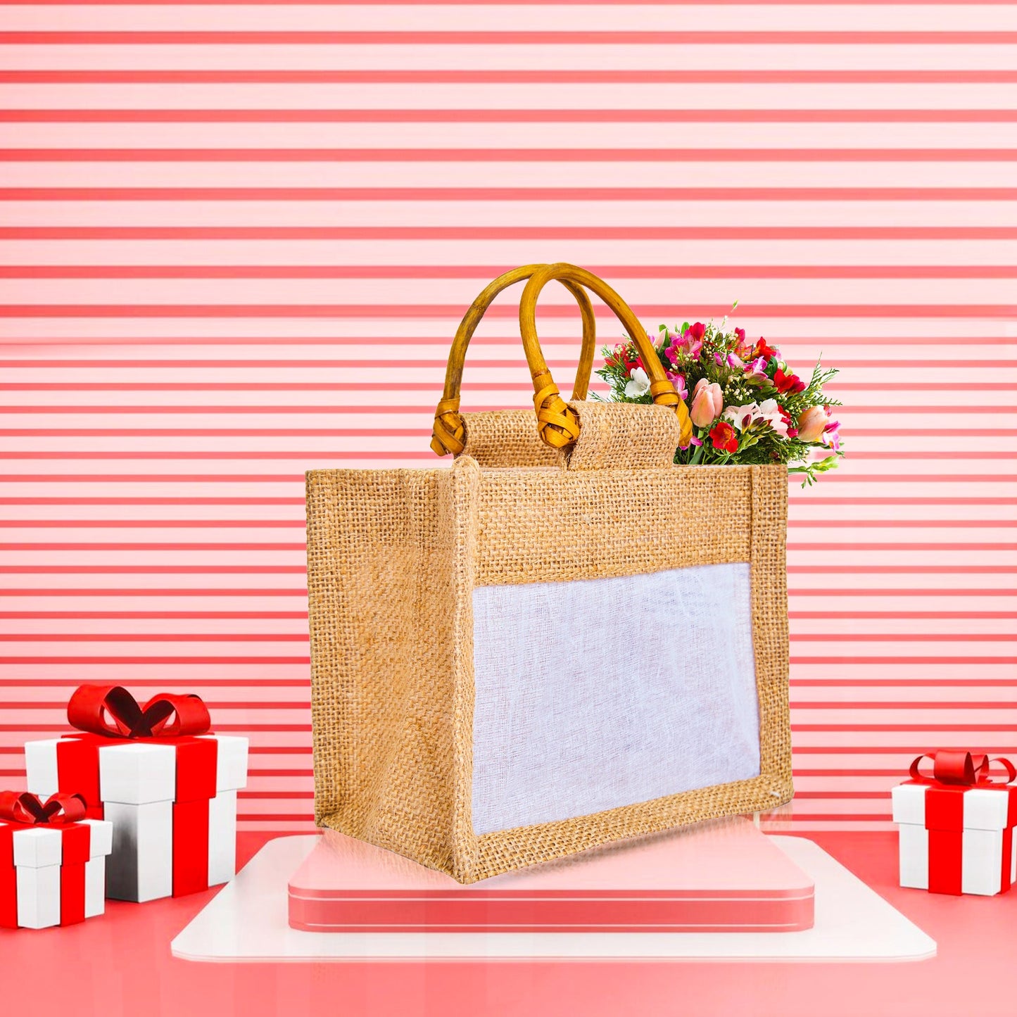 Wholesale Reusable Natural Burlap Jute Gift Bags for Wedding Favours & Hampers (Packs of 12)