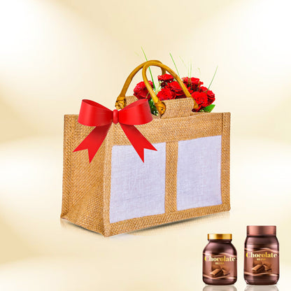 Wholesale Natural Burlap Jute Gift Bags with Cane Handles & Organza for  Parties (Packs of 12)