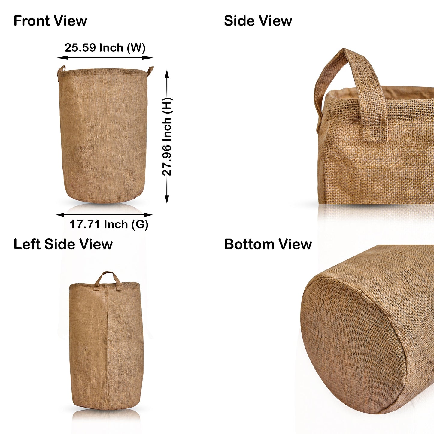 Wholesale Ecofriendly Burlap Reusable Jute Laundry Basket (Packs of 8)