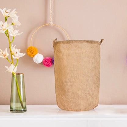 Wholesale Ecofriendly Burlap Reusable Jute Laundry Basket (Packs of 8)