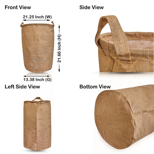 Wholesale Ecofriendly Natural Burlap Jute Storage with Handle  (Packs of 8)