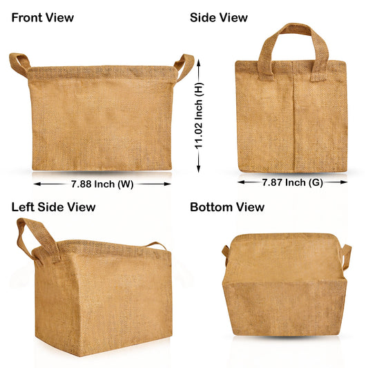 Wholesale Ecofriendly Natural Burlap Freestanding Jute Basket  (Packs of 8)