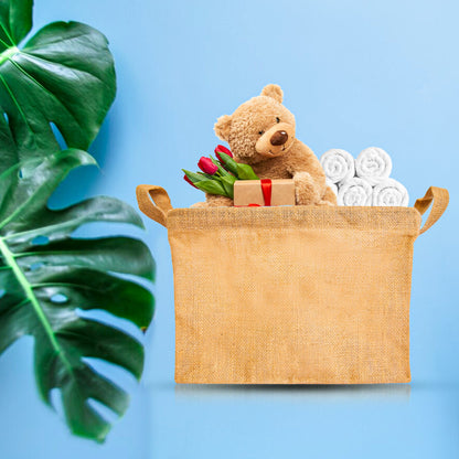 Wholesale Natural Burlap Rectangular Multipurpose Jute Basket  (Packs of 8)