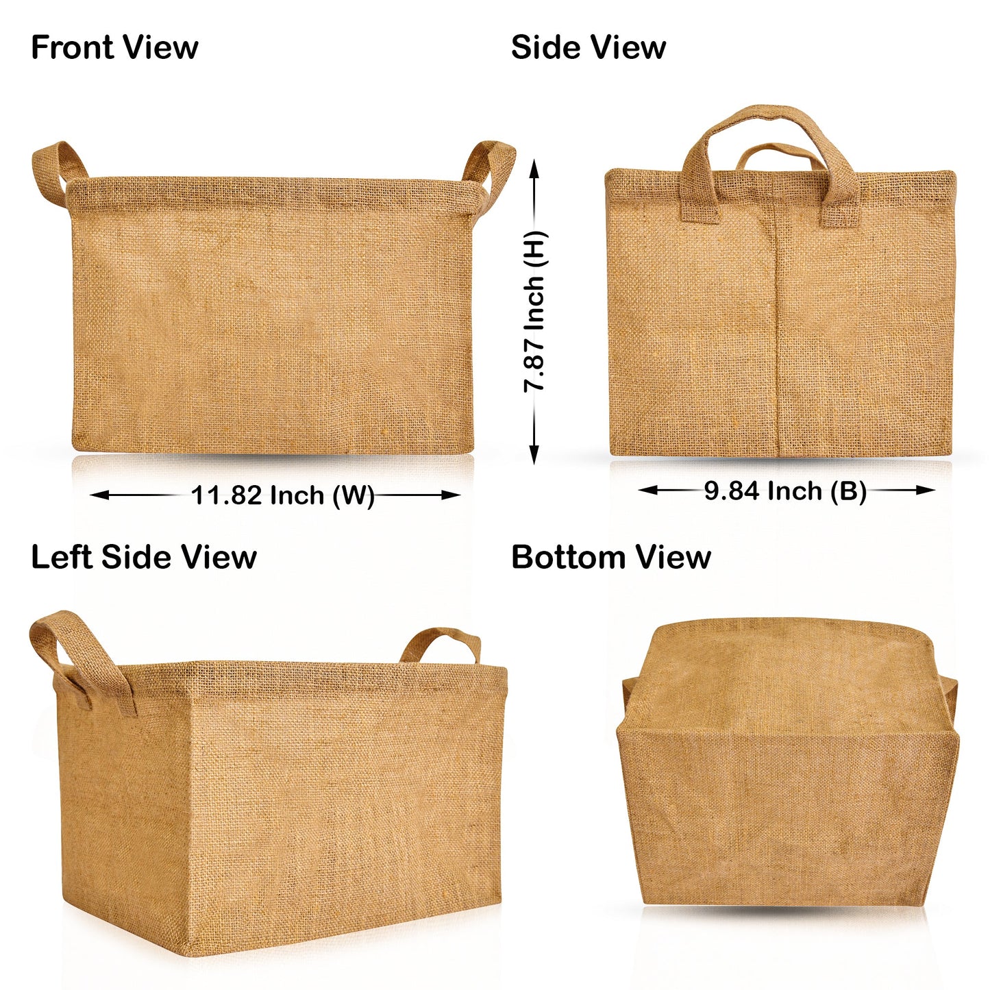 Wholesale Natural Burlap Rectangular Multipurpose Jute Basket  (Packs of 8)