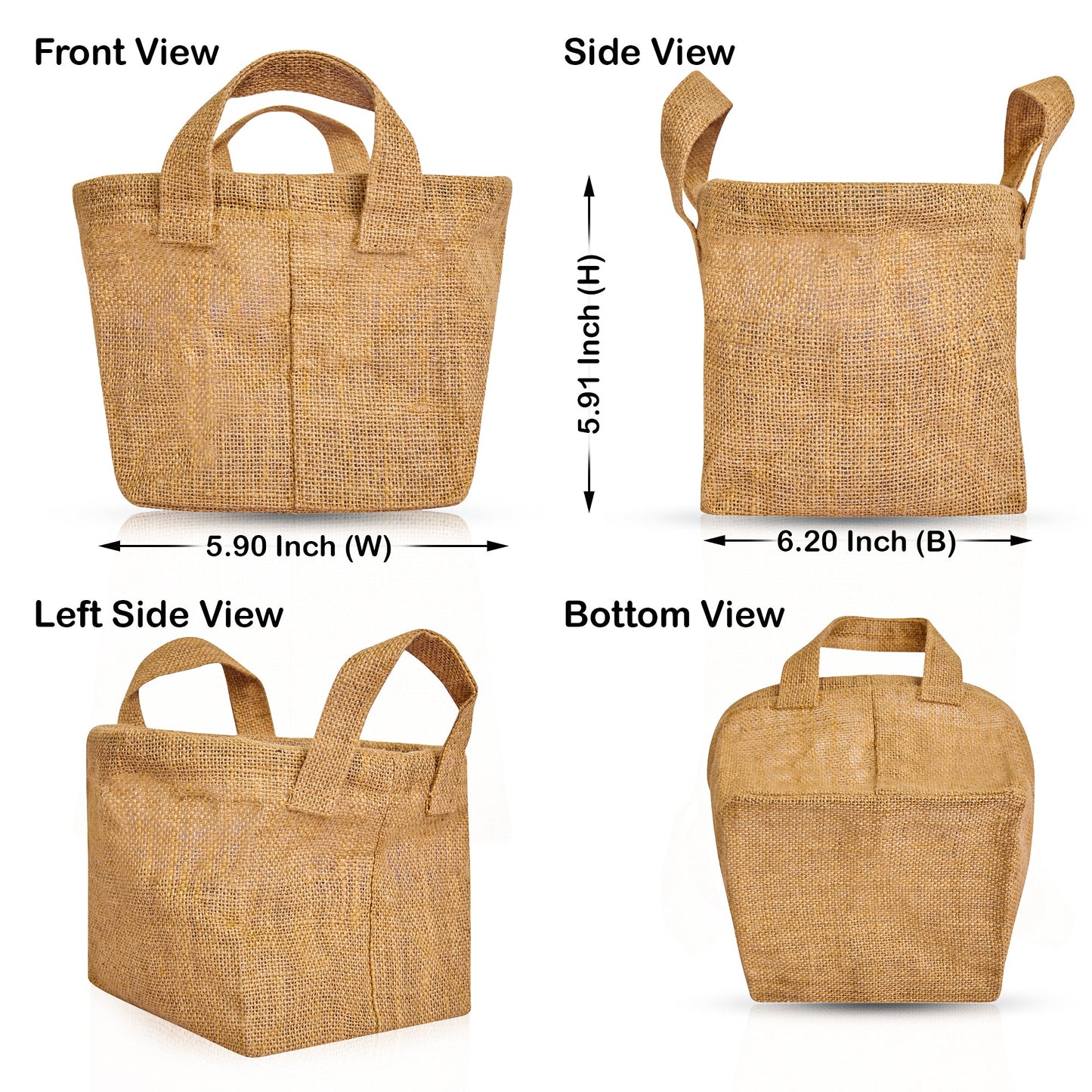 Wholesale Natural Burlap Jute Laundry Basket with handles (Packs of 8)