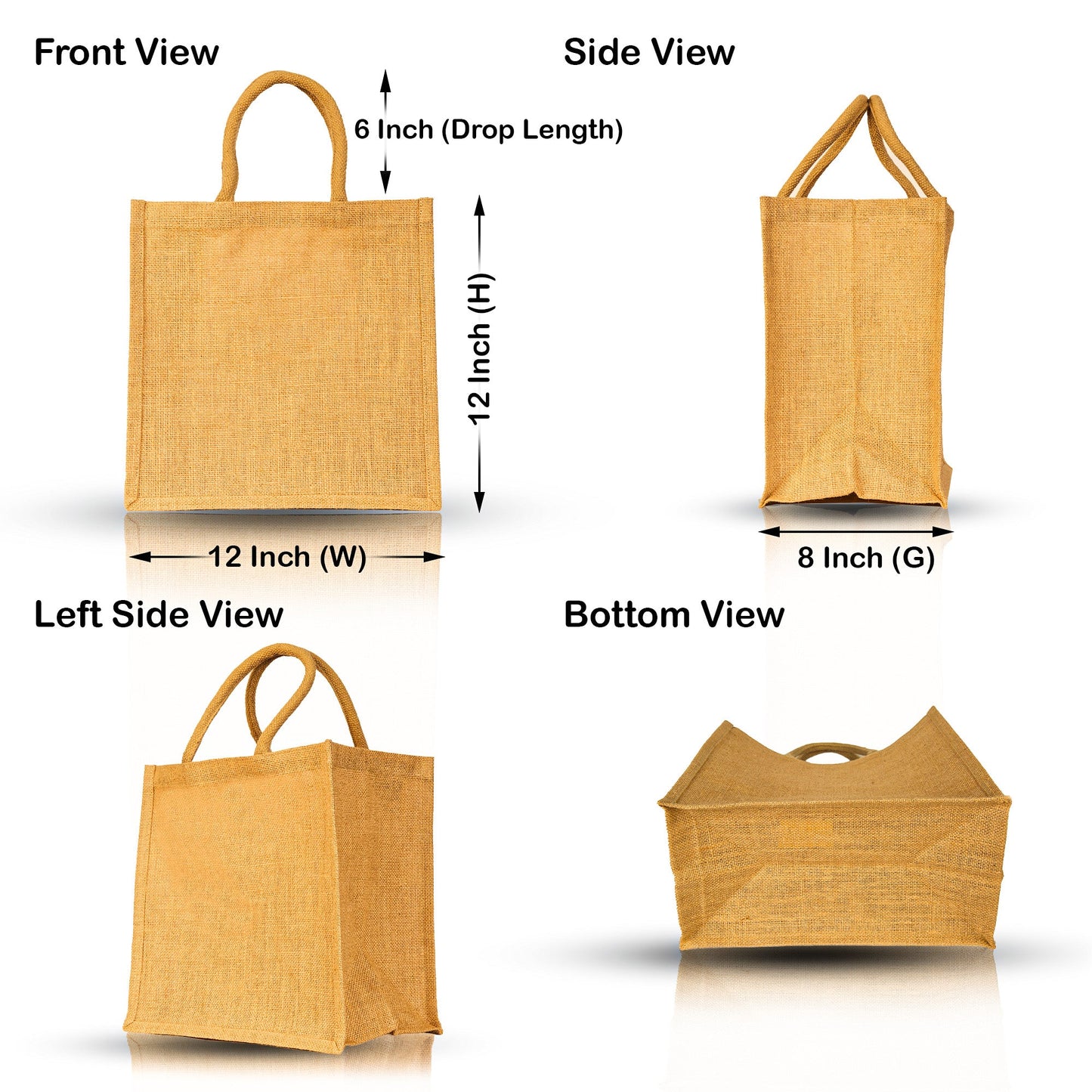 Burlap Wholesale Jute Tote Bag, Reusable Shopping Bags, Wedding, Gift, Reusable Grocery Bags (Packs of 8)