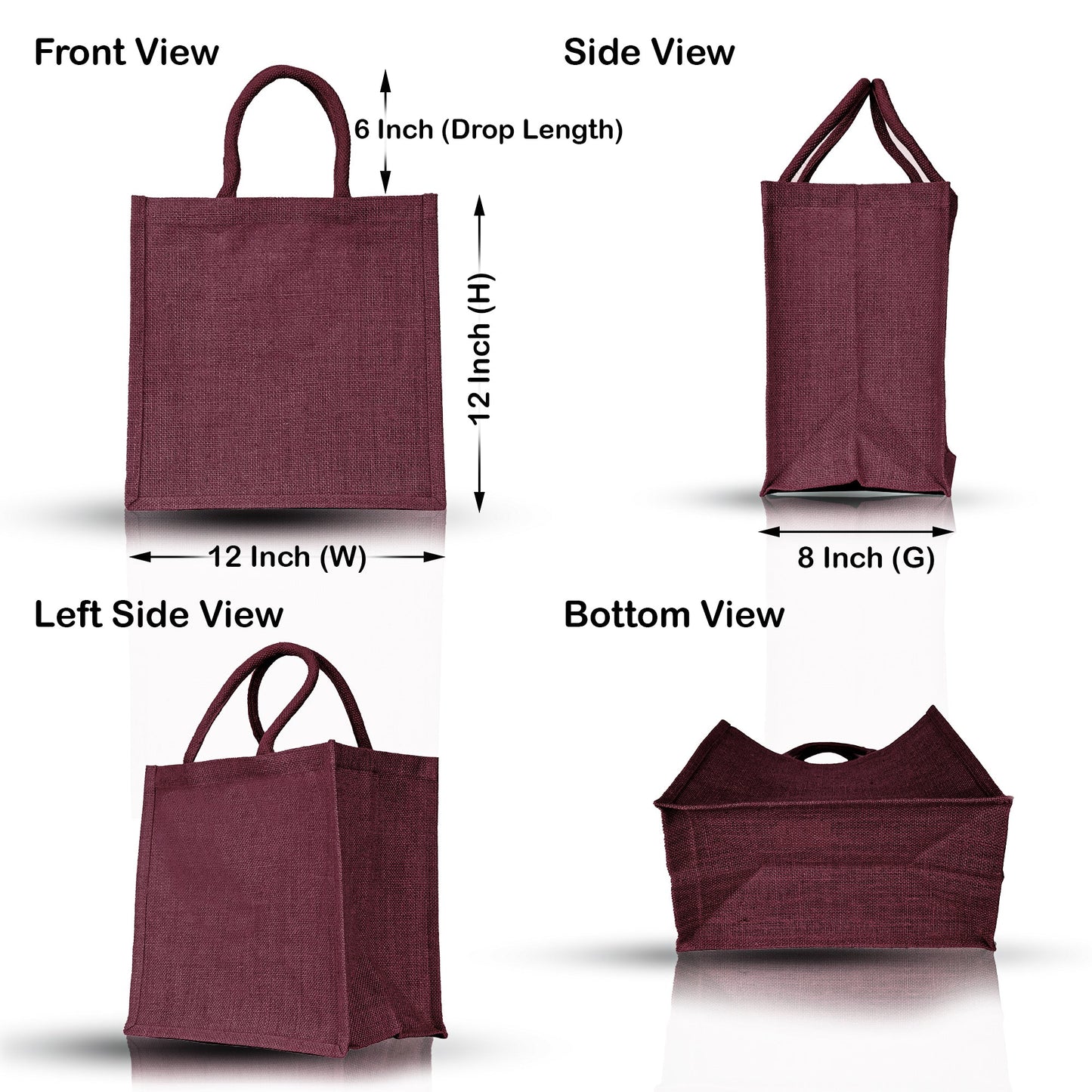 Wholesale Jute Promotional Shopping Bags – Red, Pink, Green & Orange for Gifts, Promotions & More (Packs of 4)