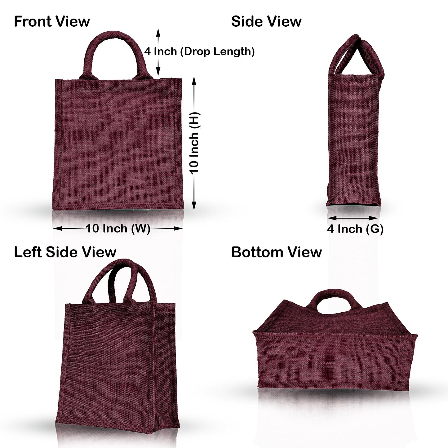 Jute Shopping Bags Wholesale – Reusable Burlap Totes for Beach, Grocery, Gifts, Party Favors & Daily Use (Packs of 4)