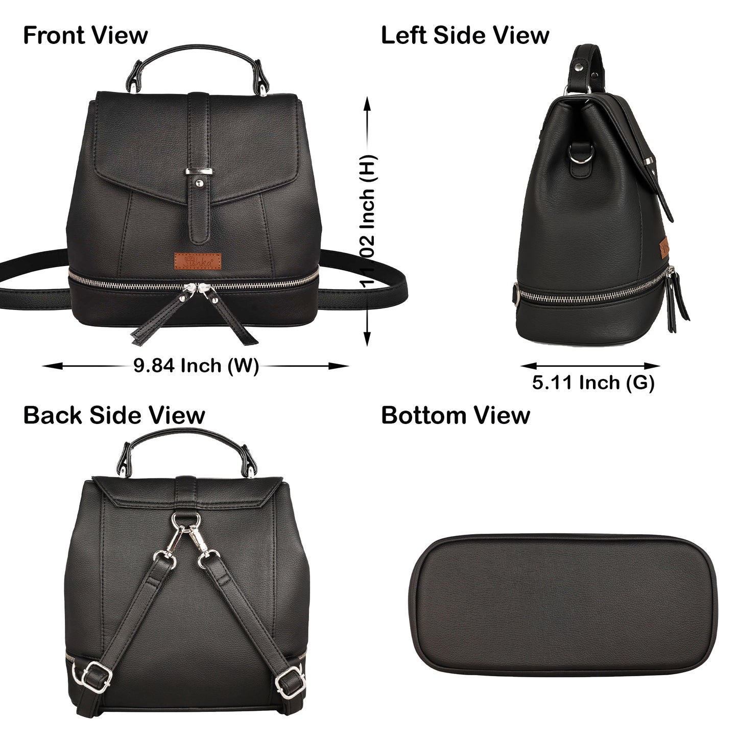 Black Vegan Leather Backpack Purse for Women – Wholesale Handbag & Shoulder Bag for Work