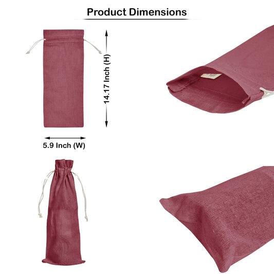 Wholesale Cotton Wine Bottle Gift Bags –Drawstring Pouches Gifting, Parties, Weddings, Christmas, New Year & Holidays (6 Pack)