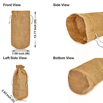 Wholesale Natural Jute Wine Bottle Bags – Burlap Gift Pouches for Celebrations & Events (Pack of 12)