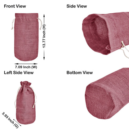 Wholesale Coloured Jute Wine Bottle Gift Pouches – Burlap Bags for Weddings & Celebrations (Set of 7)