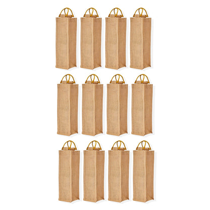 Jute Wine Gift Bags – Wholesale Reusable Bottle Pouches for Parties & Gifting (Pack of 12)
