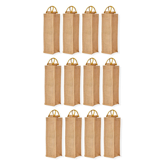 Jute Wine Gift Bags – Wholesale Reusable Bottle Pouches for Parties & Gifting (Pack of 12)