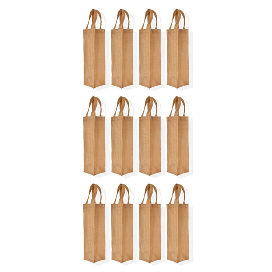 Wholesale Natural Burlap Jute Wine Tote Bags – Reusable Gift Bags for Celebrations & Events (Pack of 12)