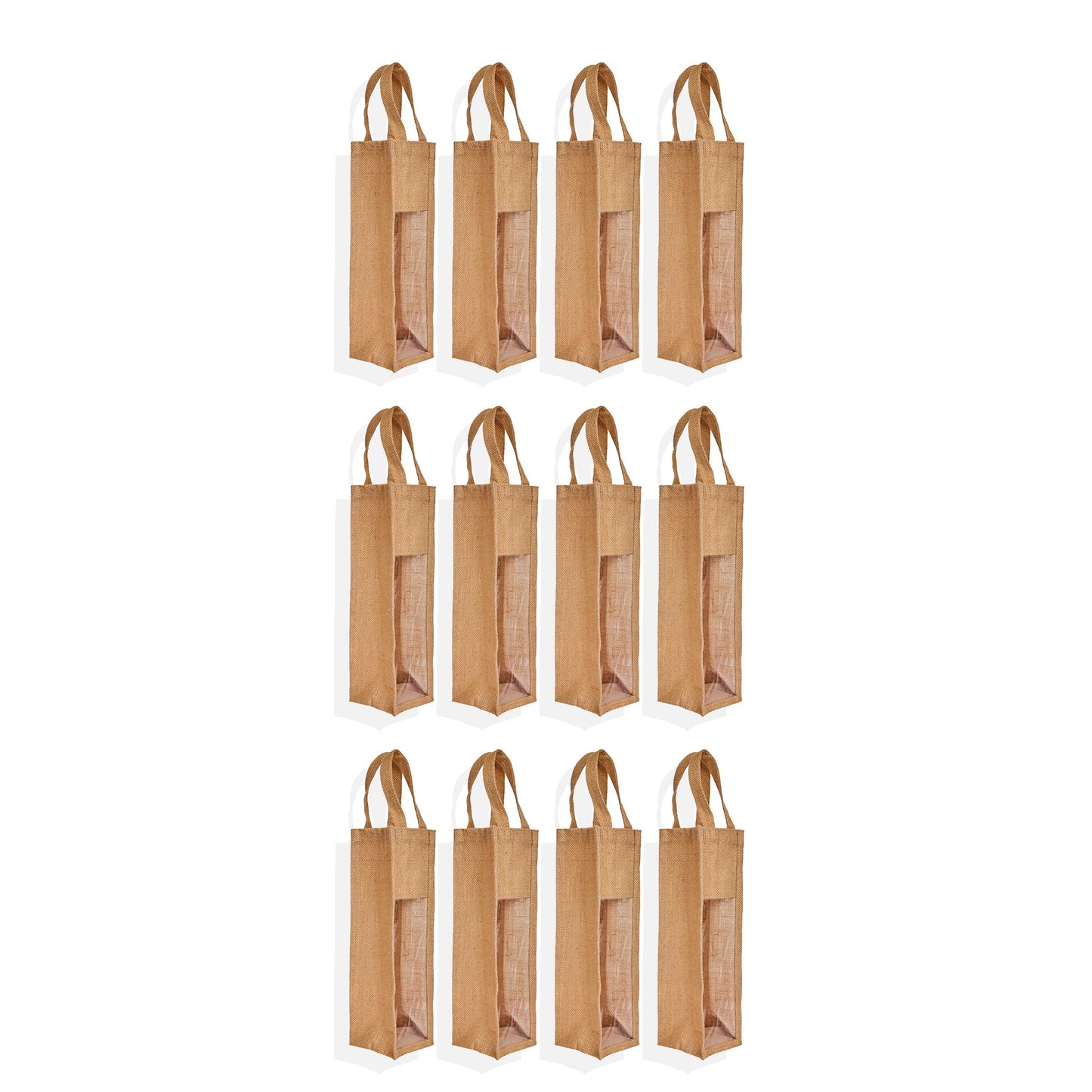 Wholesale Natural Burlap Jute Wine Gift Bags – Reusable Bottle Totes for Parties & Celebrations (Pack of 12)