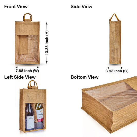 Wholesale Burlap Wine Gift Bags with PVC – Reusable for Events & Special Occasions (Pack of 12)
