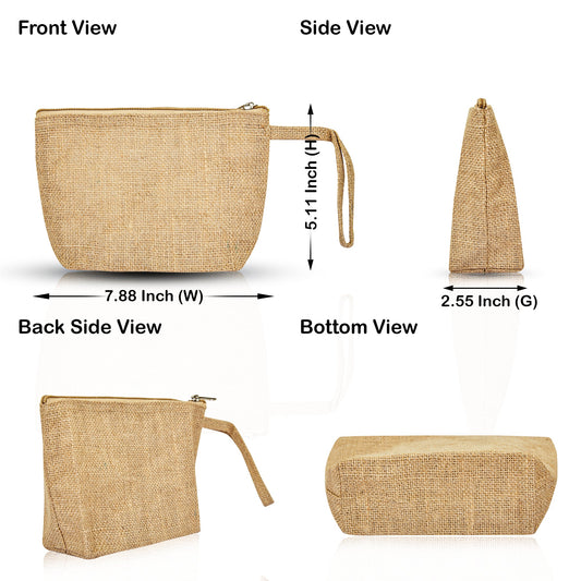 Elegant Durable  Burlap Makeup Zipper Pouches for Women Wholesale Supply